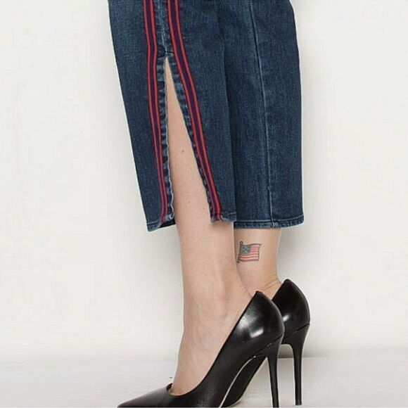 Parker Smith Women's Stella Crop Tuxedo Side-Stripe Side Slit Jeans Size 26 C21 - Picture 3 of 11
